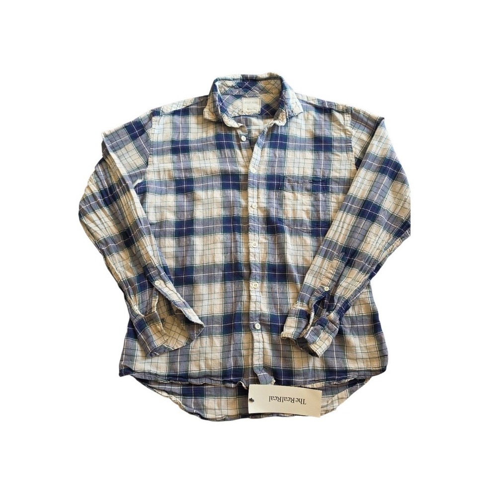 Billi Reid Plaid Preppy Western Cottage Boho Lightweight Button Shirt sz S-M